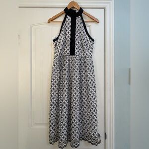 Luxology Black and White Halter Lace Midi Sundress